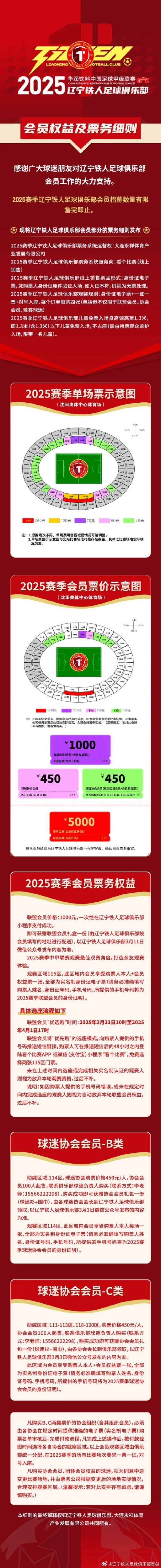 2025賽季遼寧鐵人會員權(quán)益及票務(wù)細則
