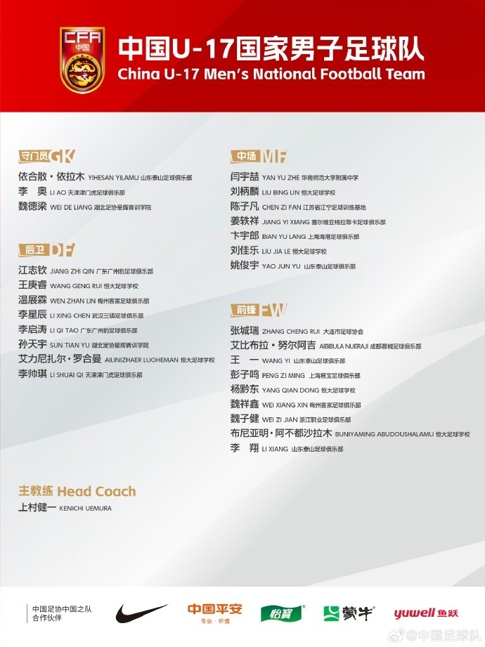 北青體育：U17國(guó)足落選球員彭子鳴、李星辰、陳子凡仍留隊(duì)合練